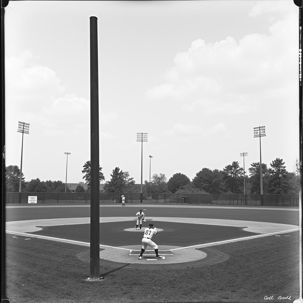 Historic Baseball Game With Foul Pole