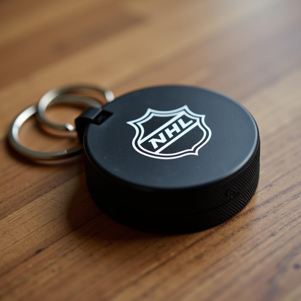 Hockey puck keychain