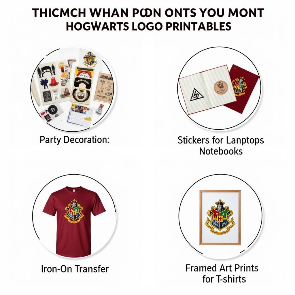 Different uses for Hogwarts logo printables