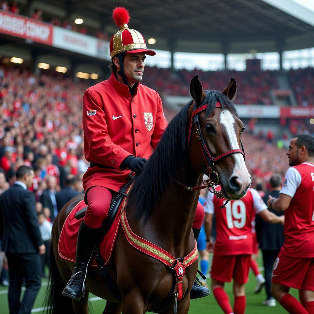 Besiktas Horse Aisle Guard Managing Crowd Flow