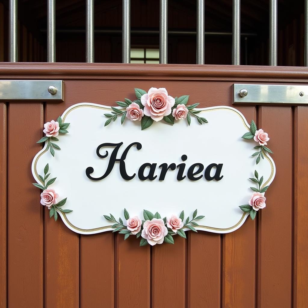 Horse Name Plate with Floral Design