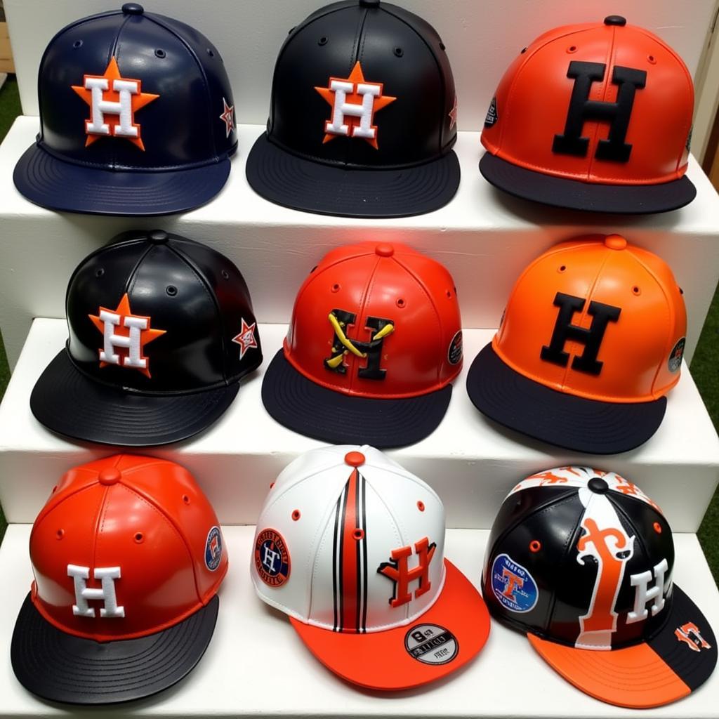 A Collection of Houston Astros Hard Hats