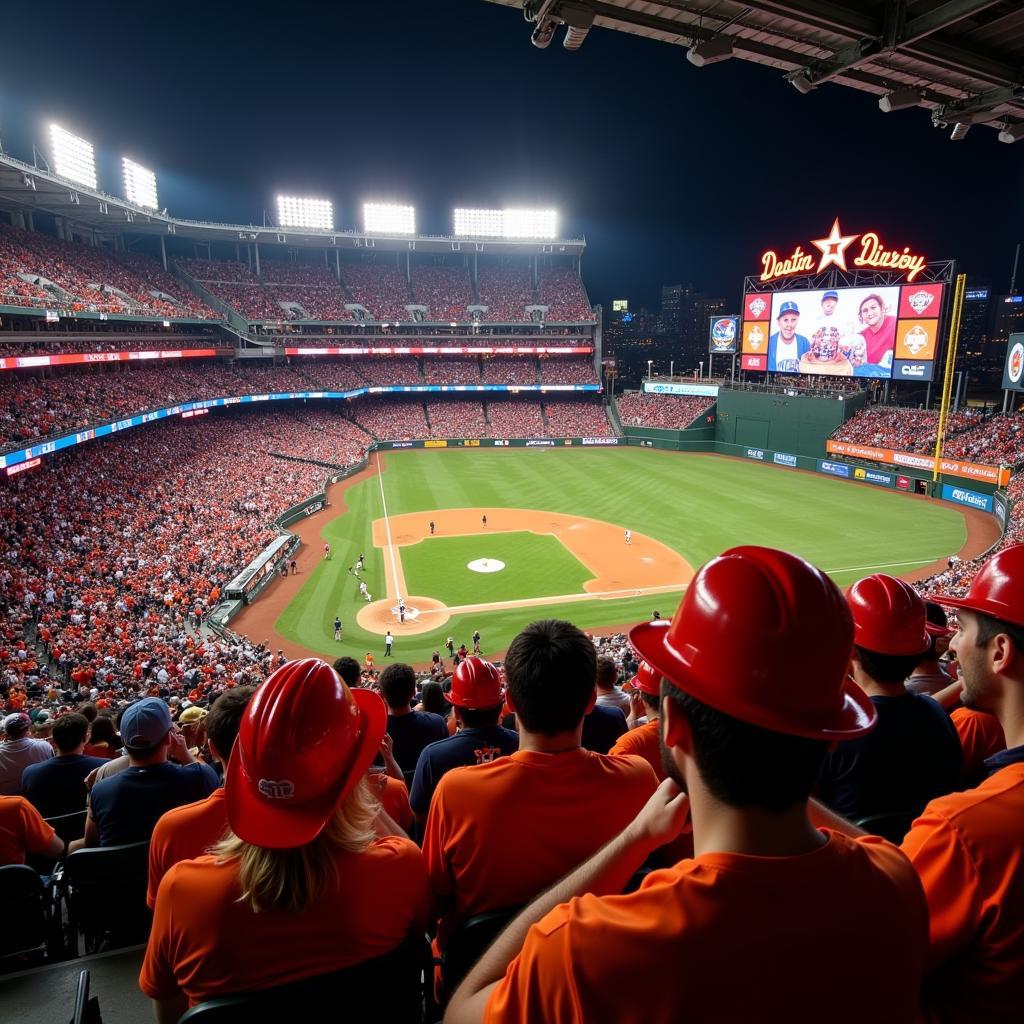 Houston Astros Fans Wearing Hard Hats