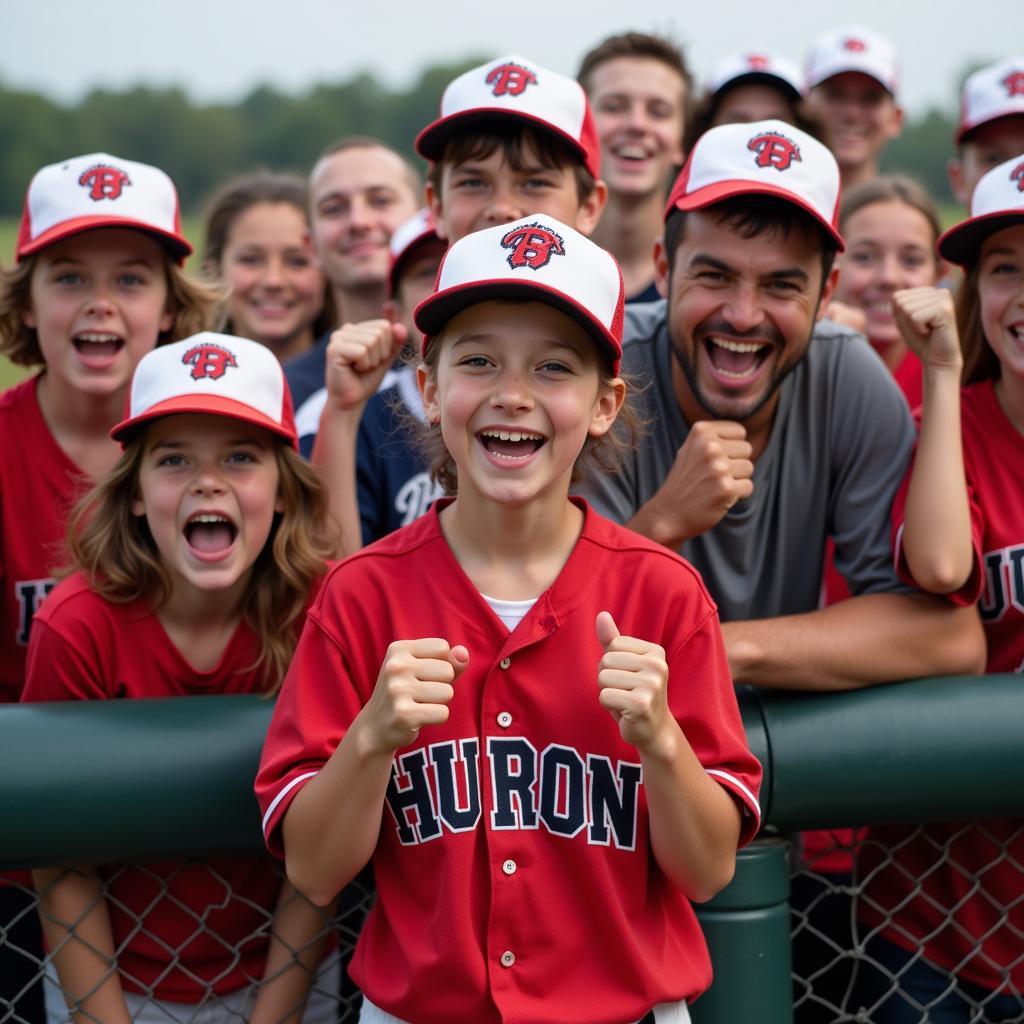 Huron Baseball Fans Celebrating a Home Run