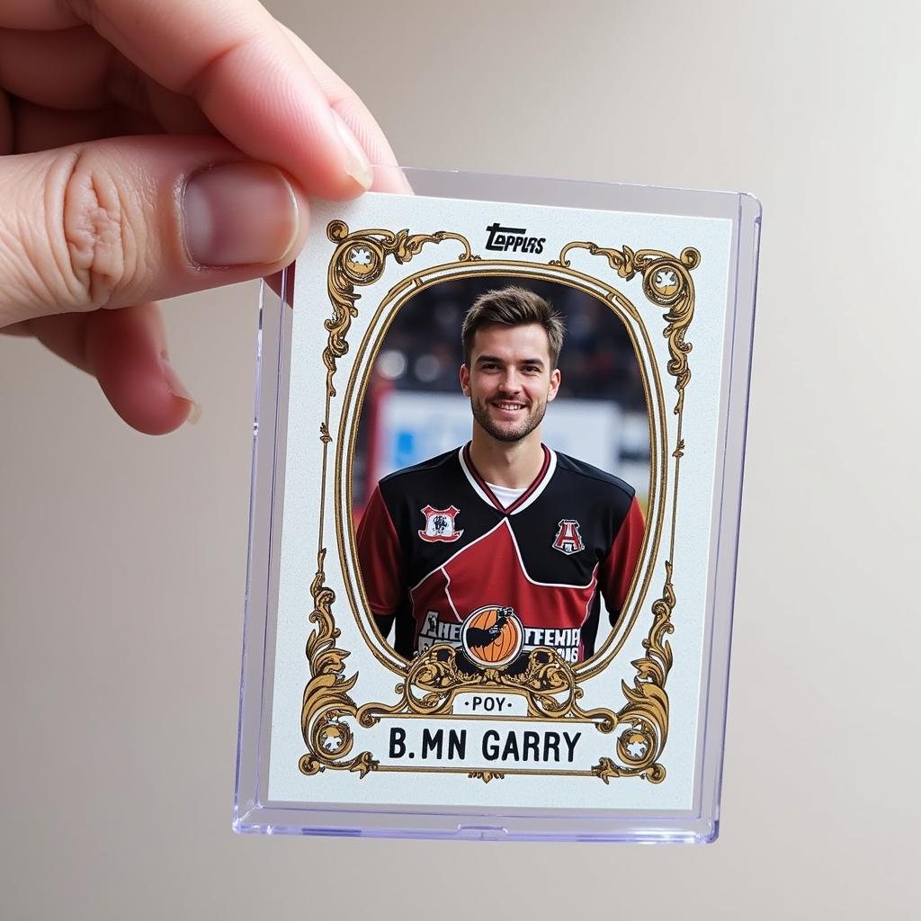 Close-up of an Ian Garry rookie card