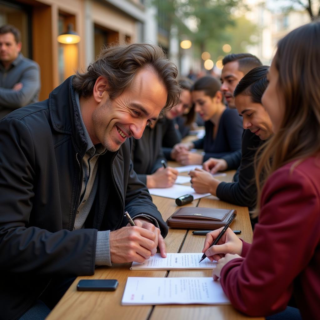 Ian Garry signs autographs for fans