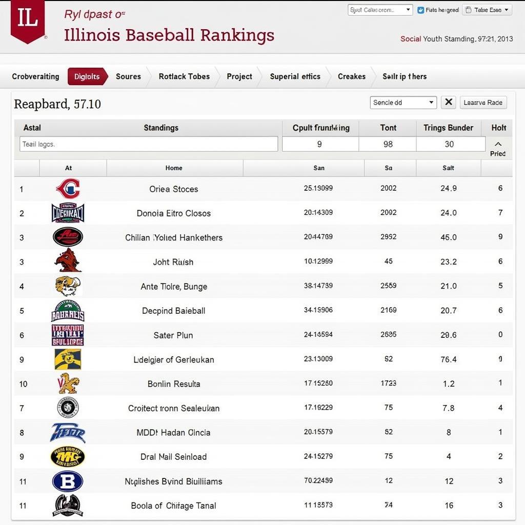 Illinois Youth Baseball Rankings Website