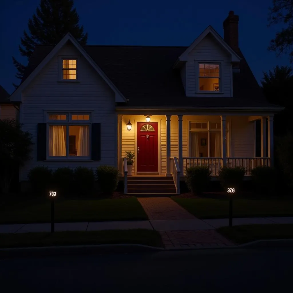 Illuminated Battery Powered House Numbers at Night