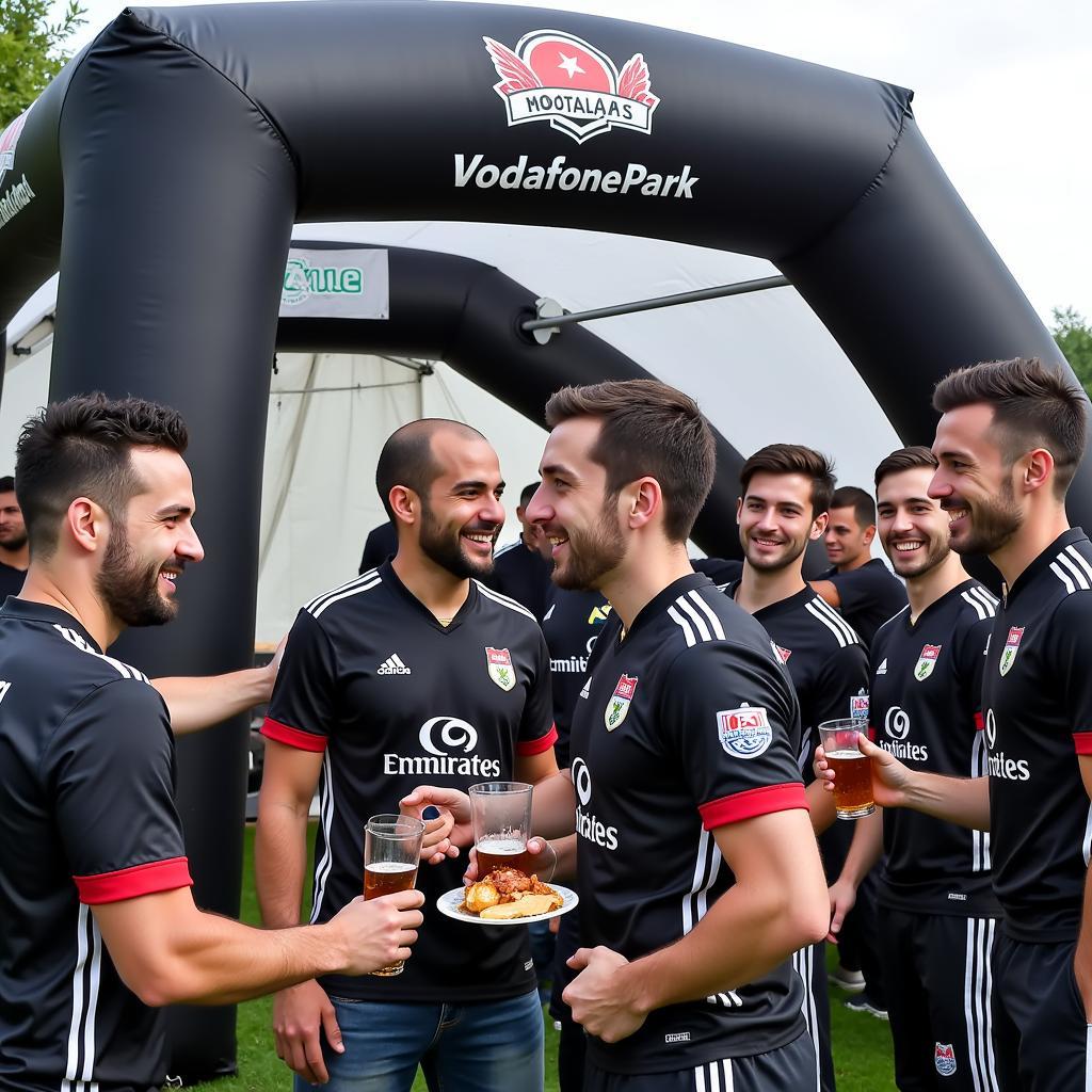 Besiktas Fans Enjoying Their Inflatable Tailgate Tent at Vodafone Park