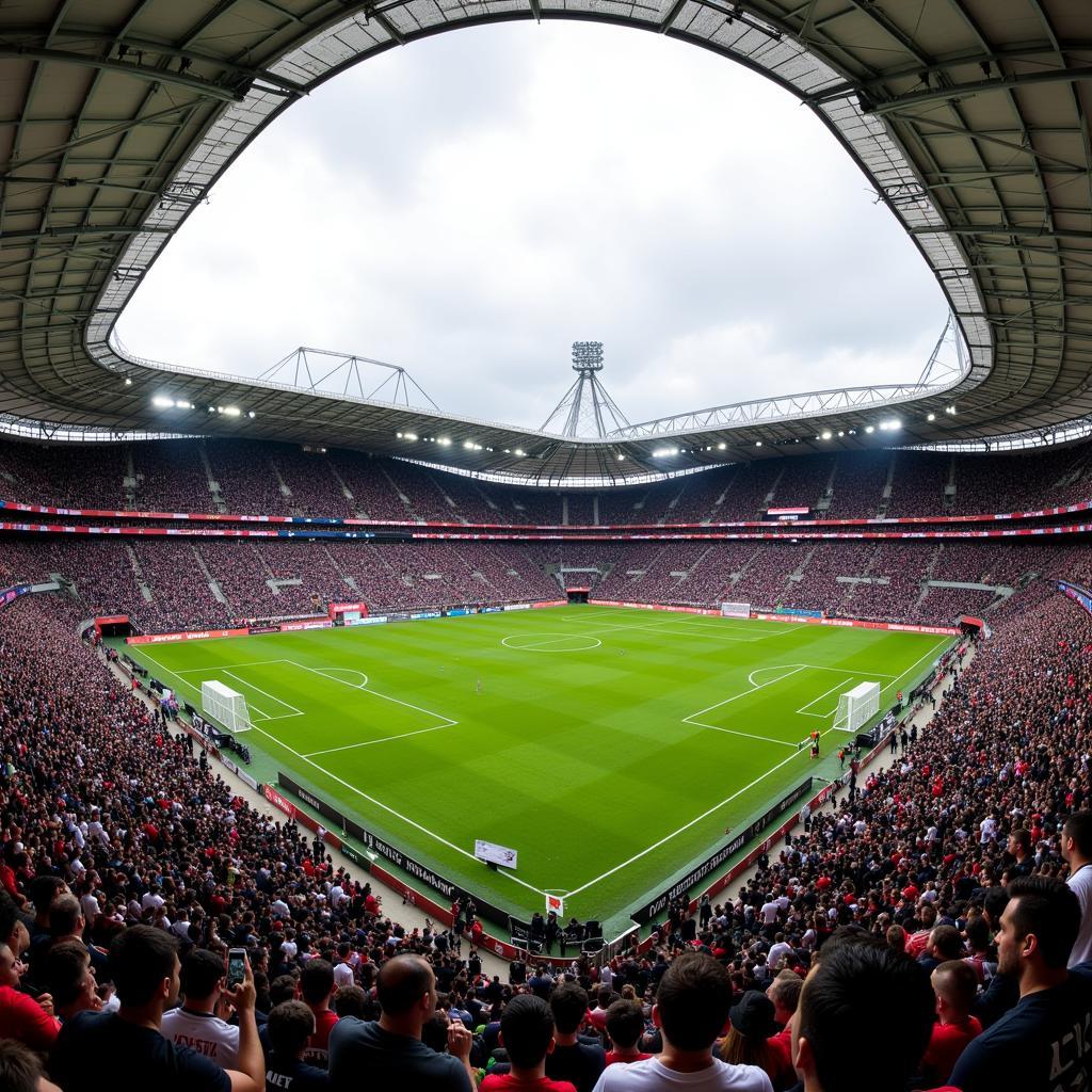 Aerial view of the Inuk Stadium during a Besiktas match