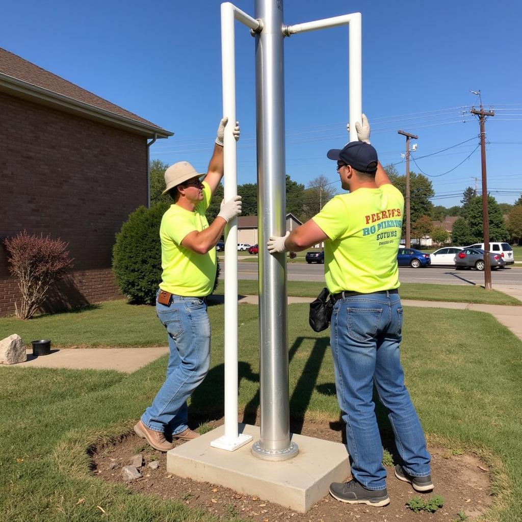 Installation of a 25-foot flagpole