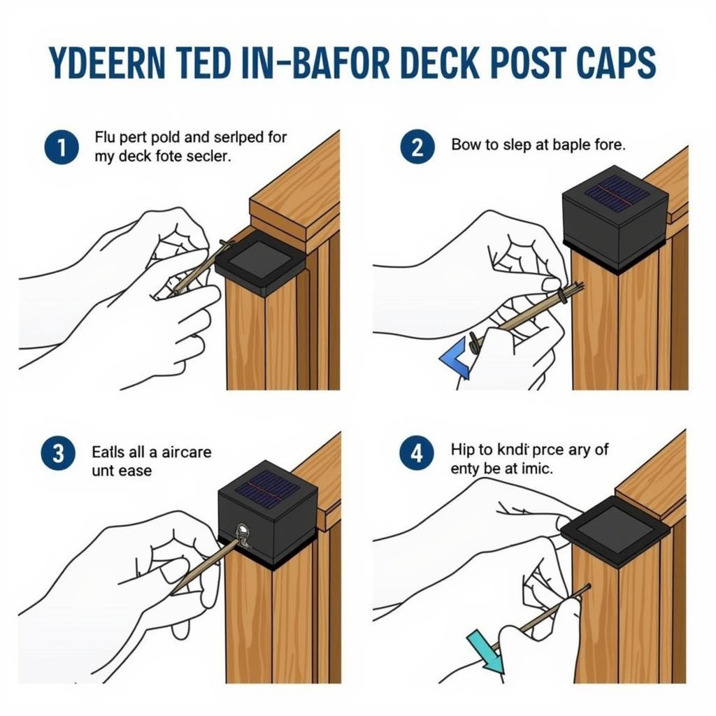 Installing solar deck post caps on a wooden deck