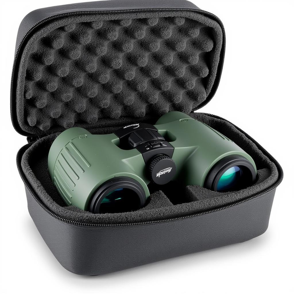 Interior of a hard binocular case with protective foam