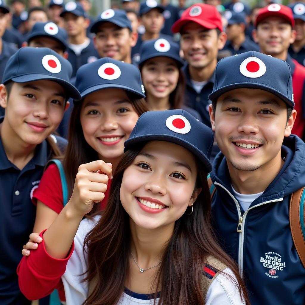 International Fans Wearing Japanese WBC Hats