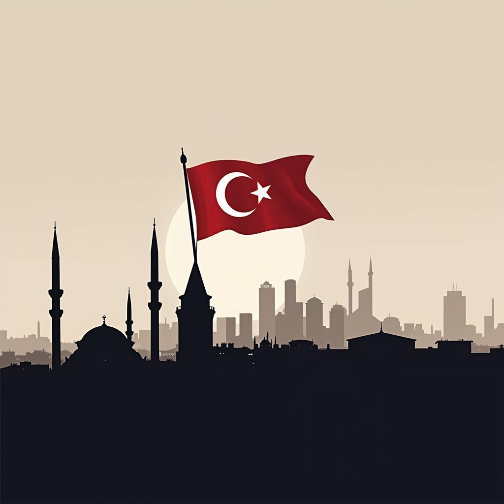 Istanbul Skyline with Besiktas Flag