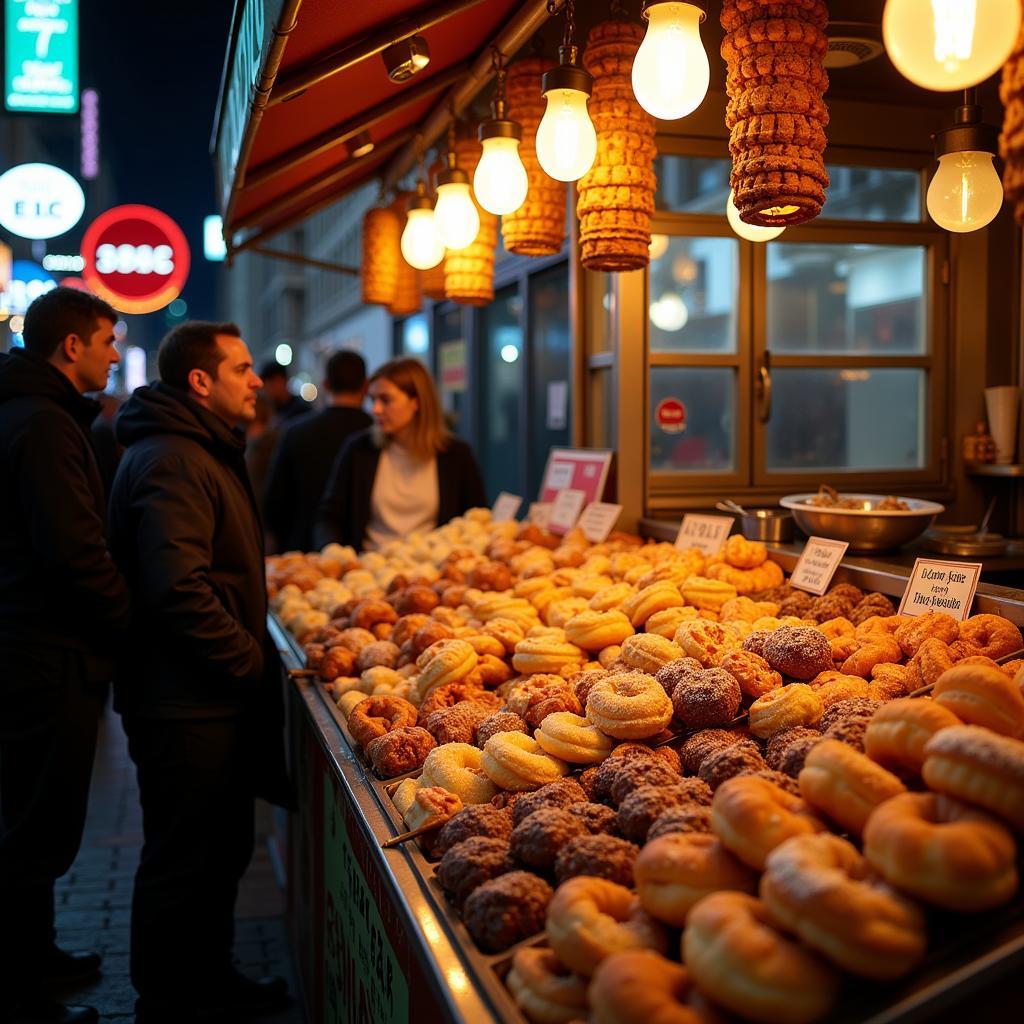 A vibrant street food stall in Istanbul