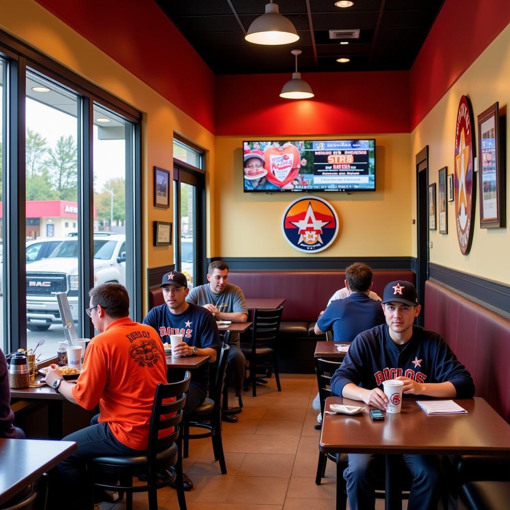 Jack in the Box Interior with Astros Fans