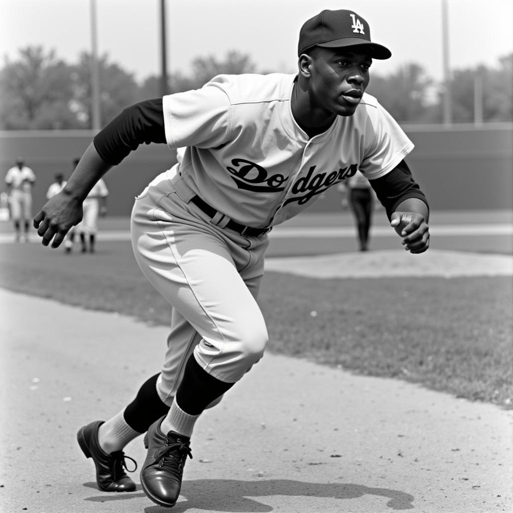 Jackie Robinson in Dodgers Uniform