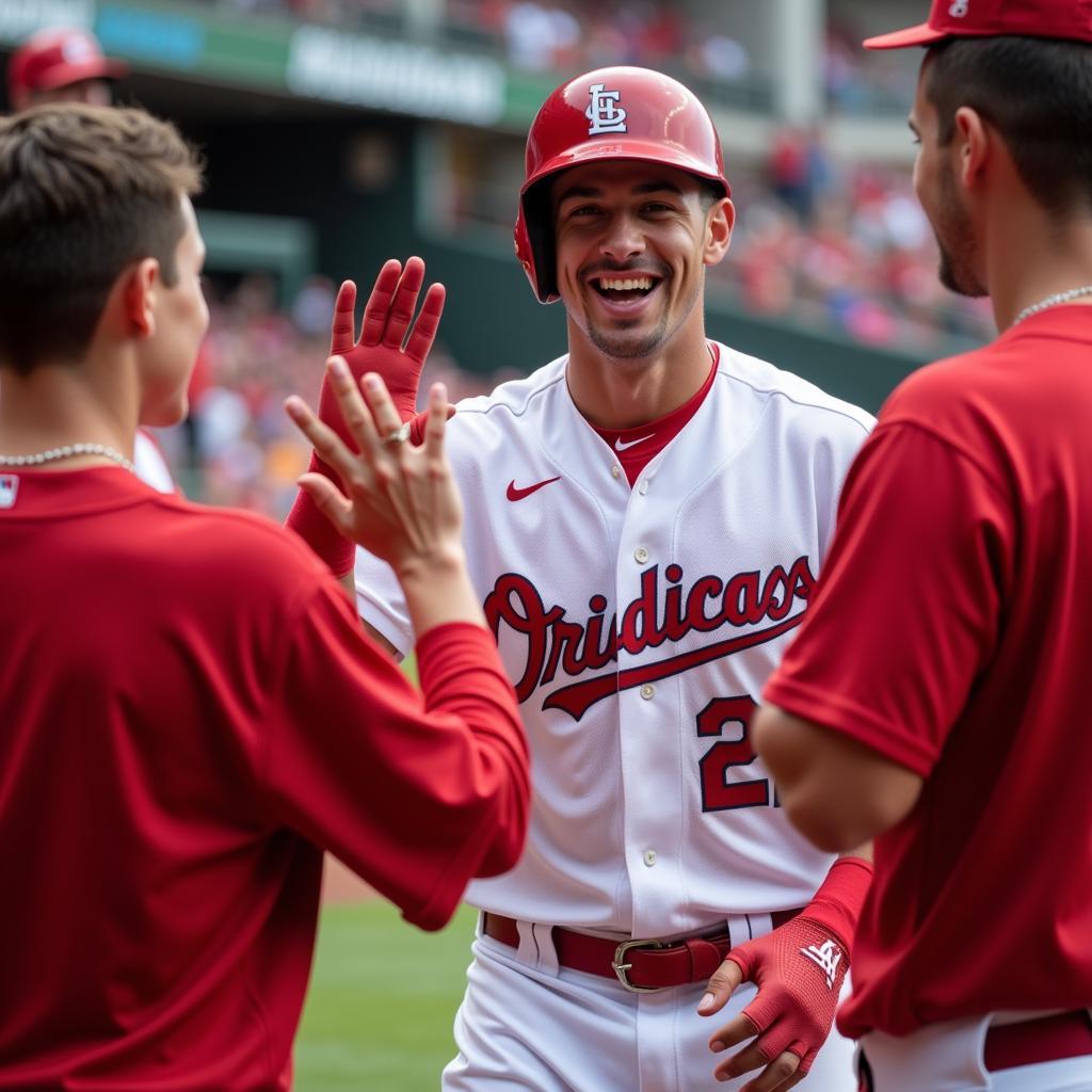 Jackson Holliday celebrating a home run with teammates