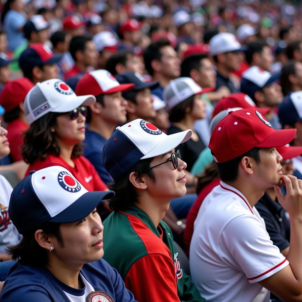 Japanese Fans Sporting WBC Hats