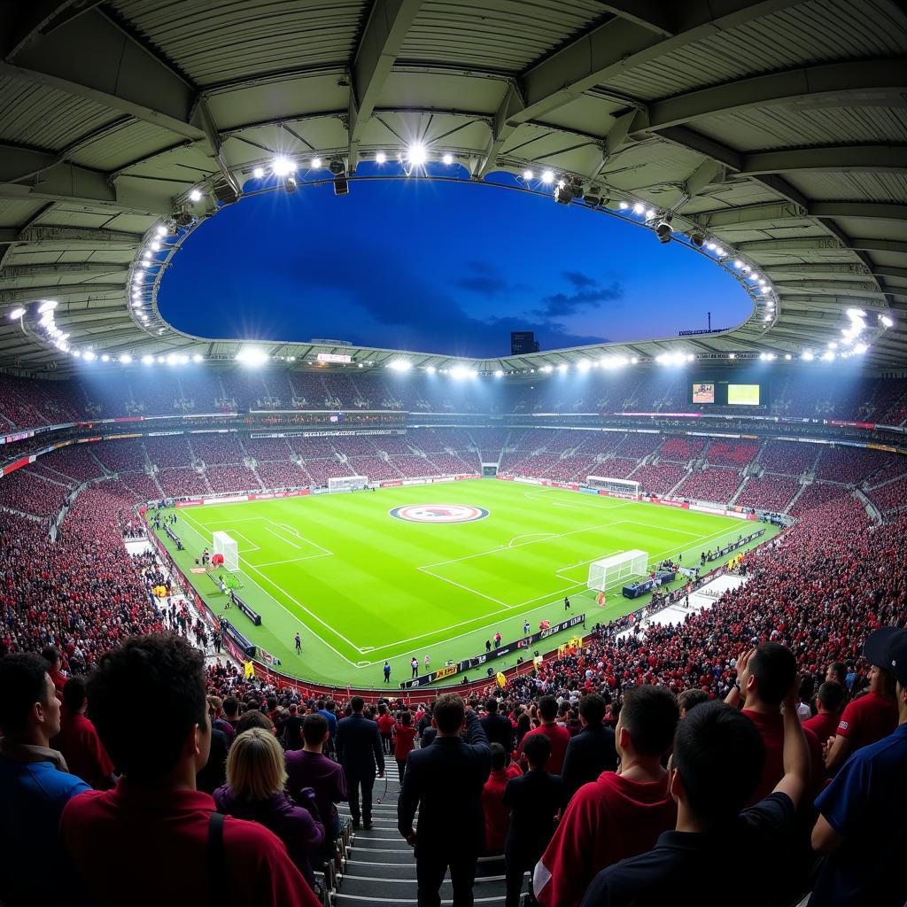 Japanese football stadium packed with enthusiastic fans