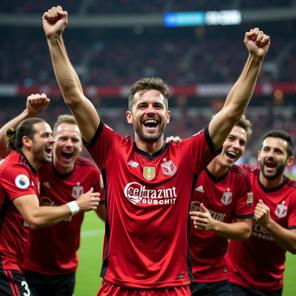 Jim Daugherty celebrating a goal for Besiktas