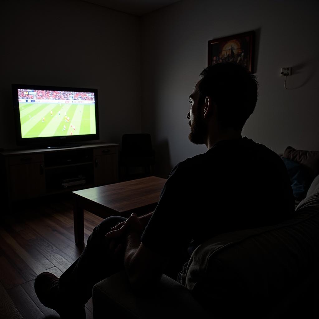 Joe Sheehan engrossed in a Besiktas match at home