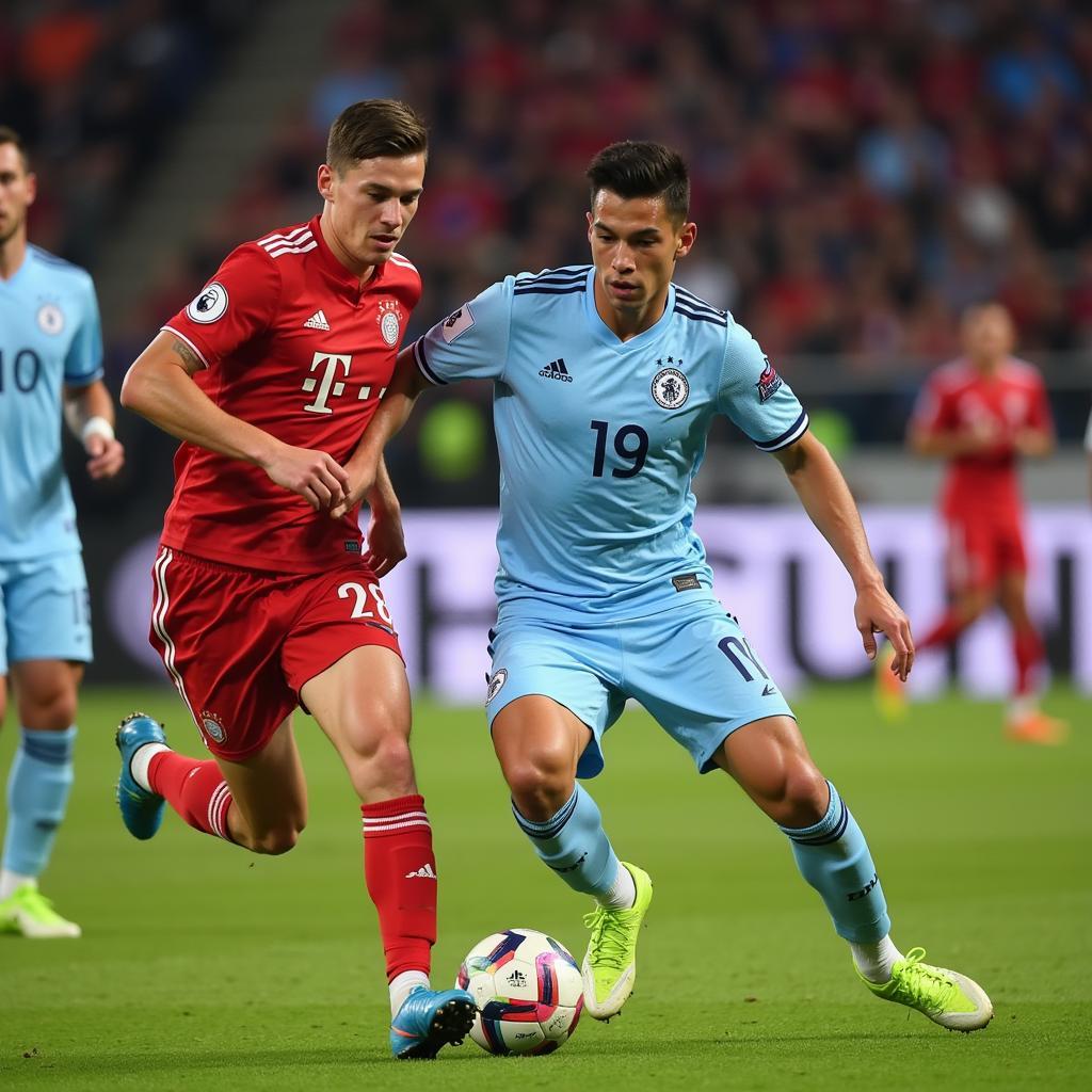 Joey Range dribbling past a defender