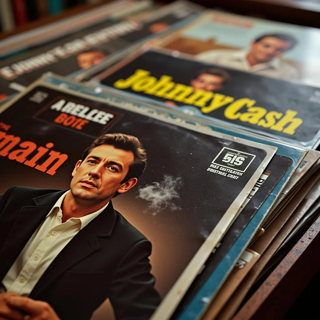 Vintage Johnny Cash Vinyl Record Collection