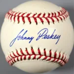 Johnny Pesky Autographed Baseball Close Up