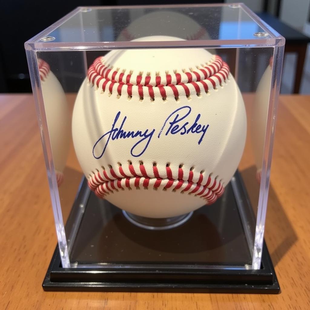 Johnny Pesky Autographed Baseball Display Case