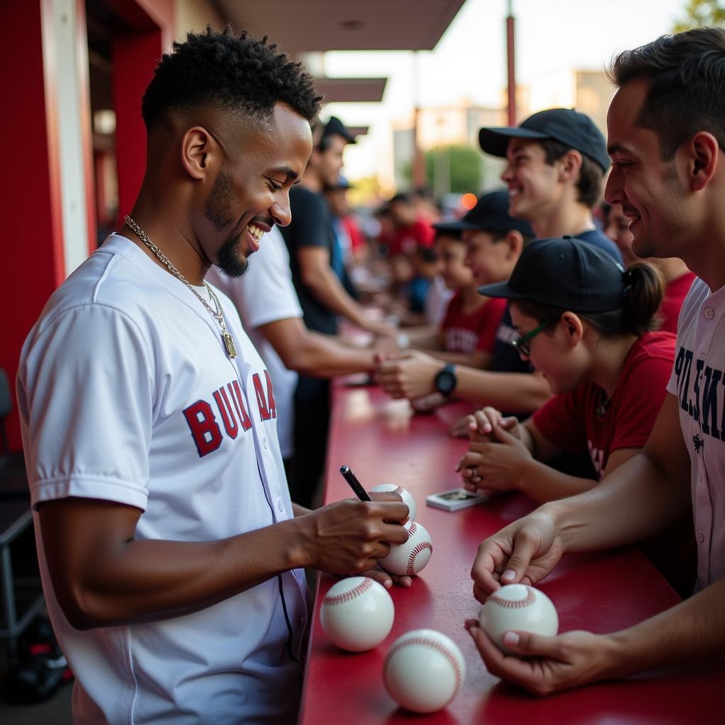 Jonathan India Signing Baseballs for Fans