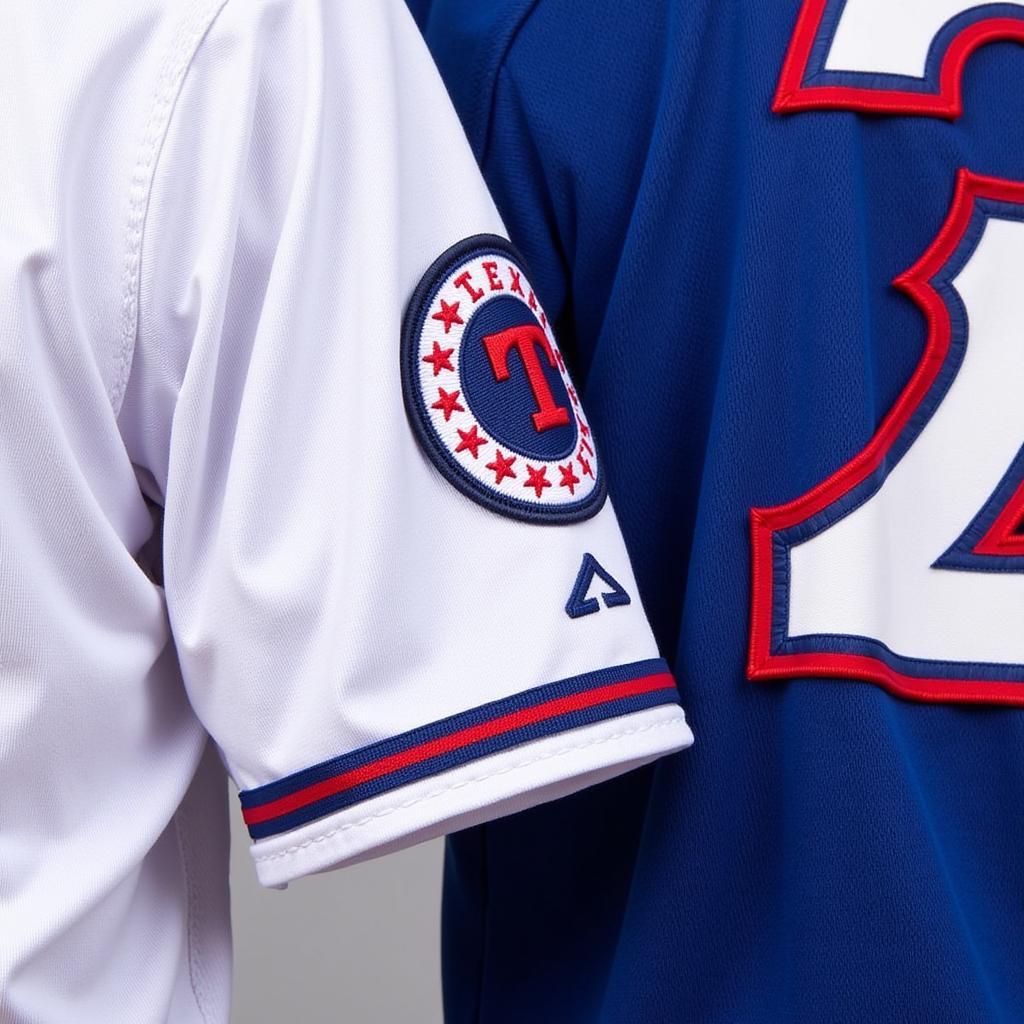 Close up of a Josh Hamilton Rangers jersey