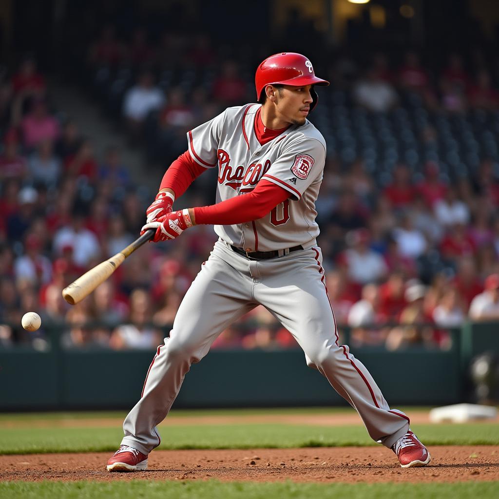 Julio Rodriguez taking a powerful swing during a game