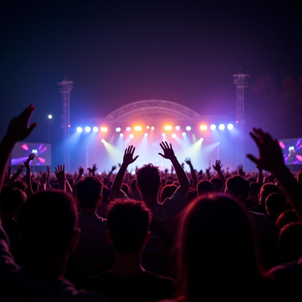 Crowd cheering at a July 16 music festival