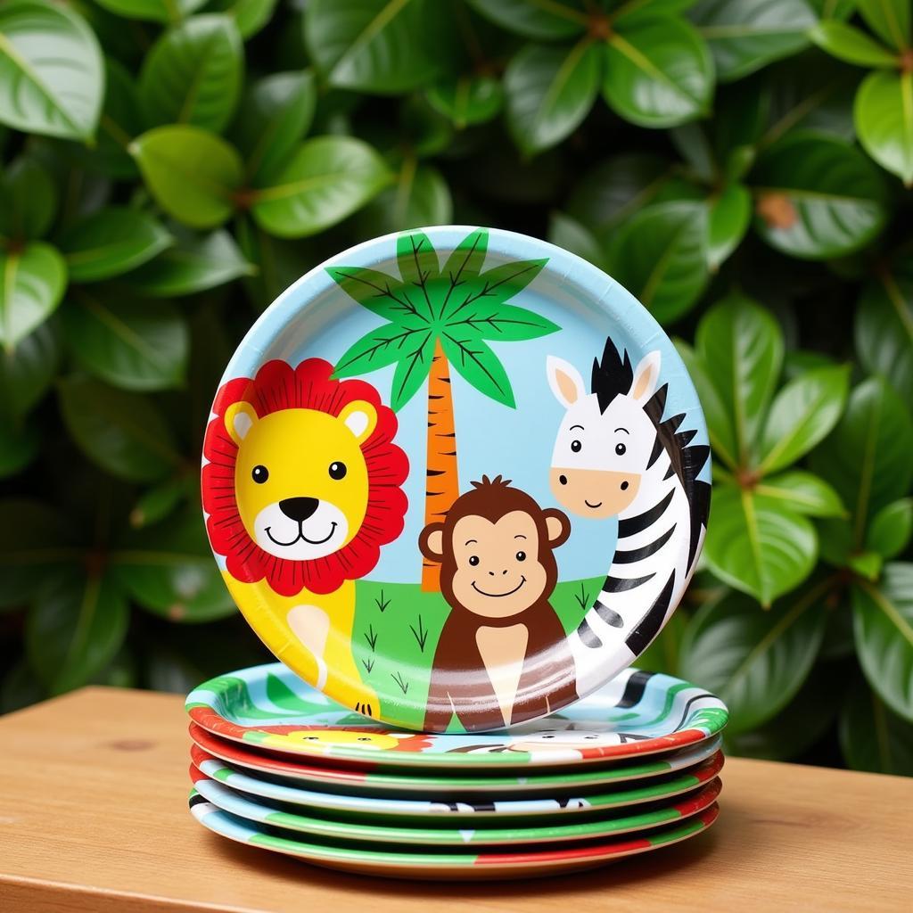 Jungle Party Plates with Animal Designs