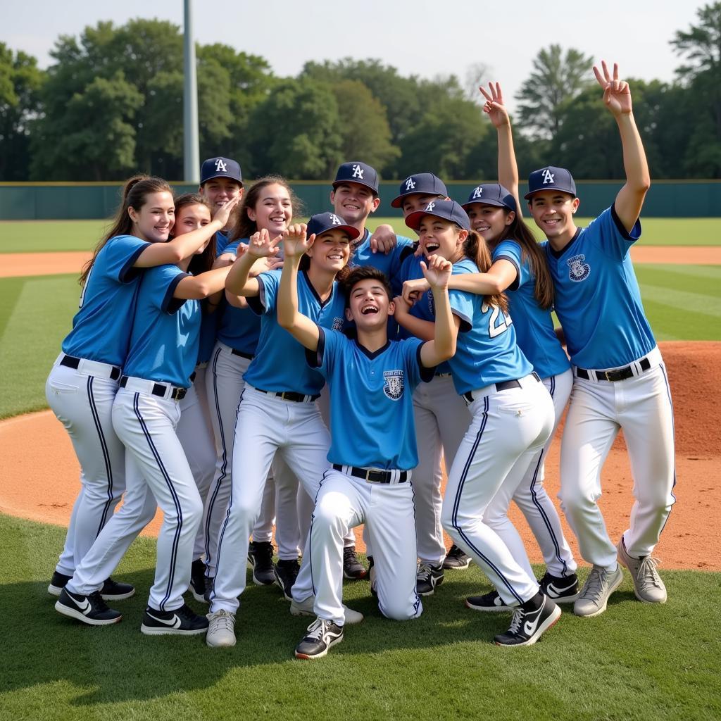 A team celebrates their victory at the Jupiter Baseball Tournament