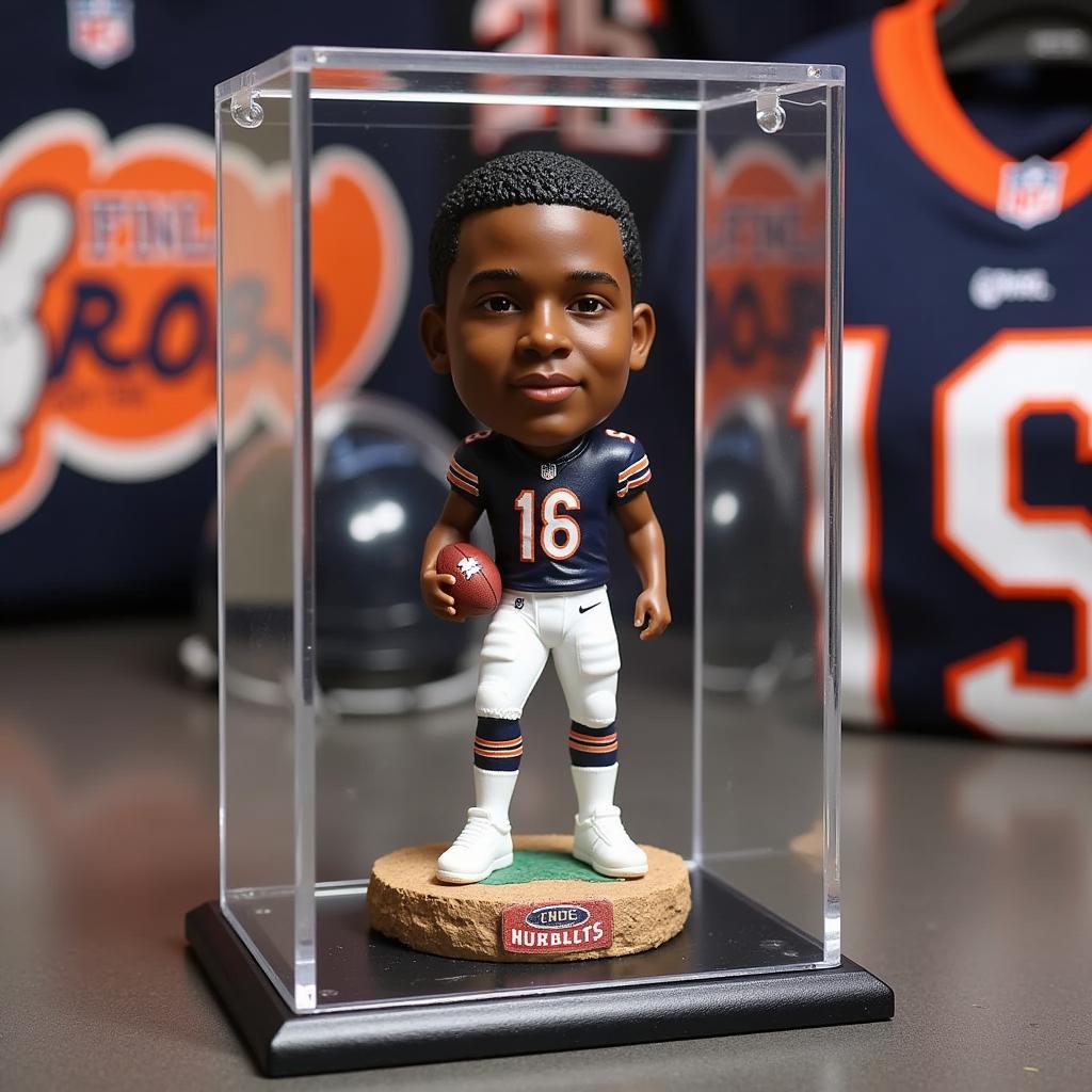 Justin Fields Bobblehead in Display Case