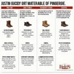 Comparison of different materials used in Justin work boots.