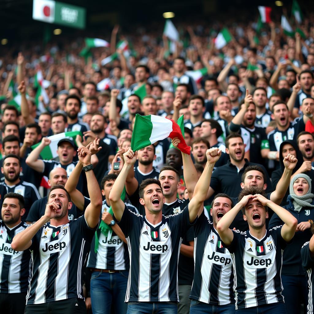 Passionate Juventus Fans Celebrating a Victory