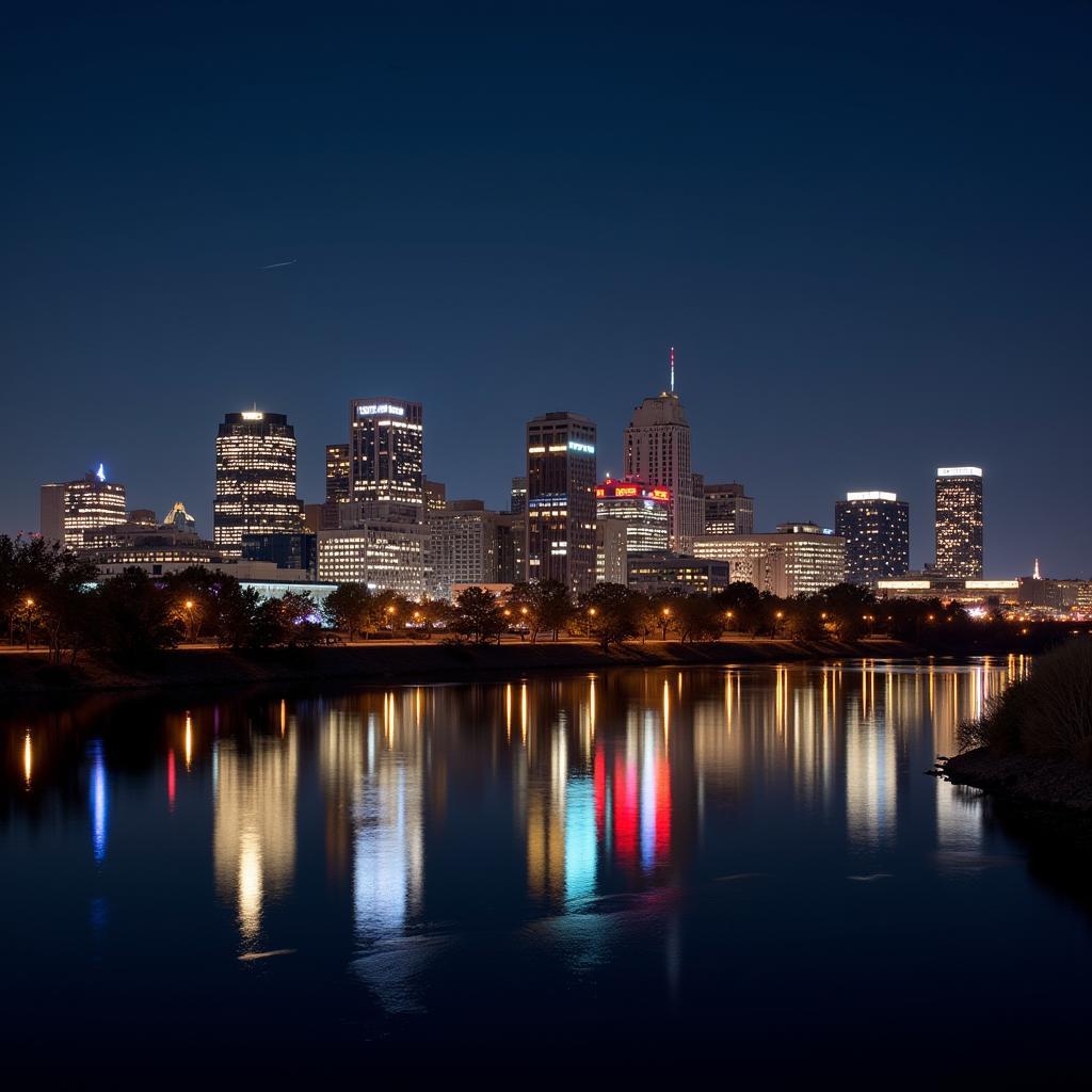 Kansas City Skyline Illuminated at Night