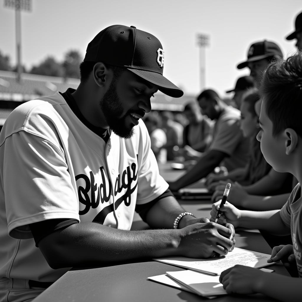 Ken Griffey Jr. signing autographs for fans