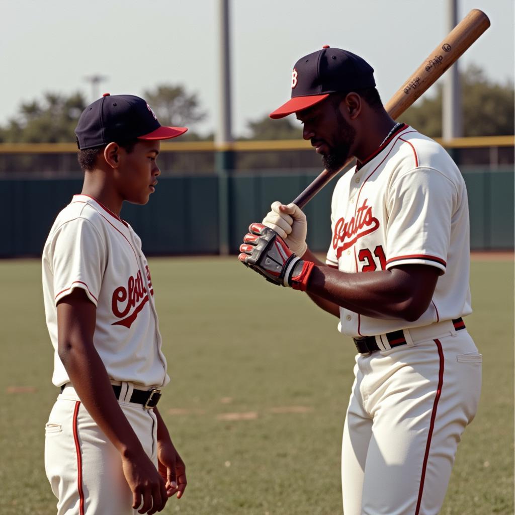 Ken Griffey Jr. practicing batting with his father