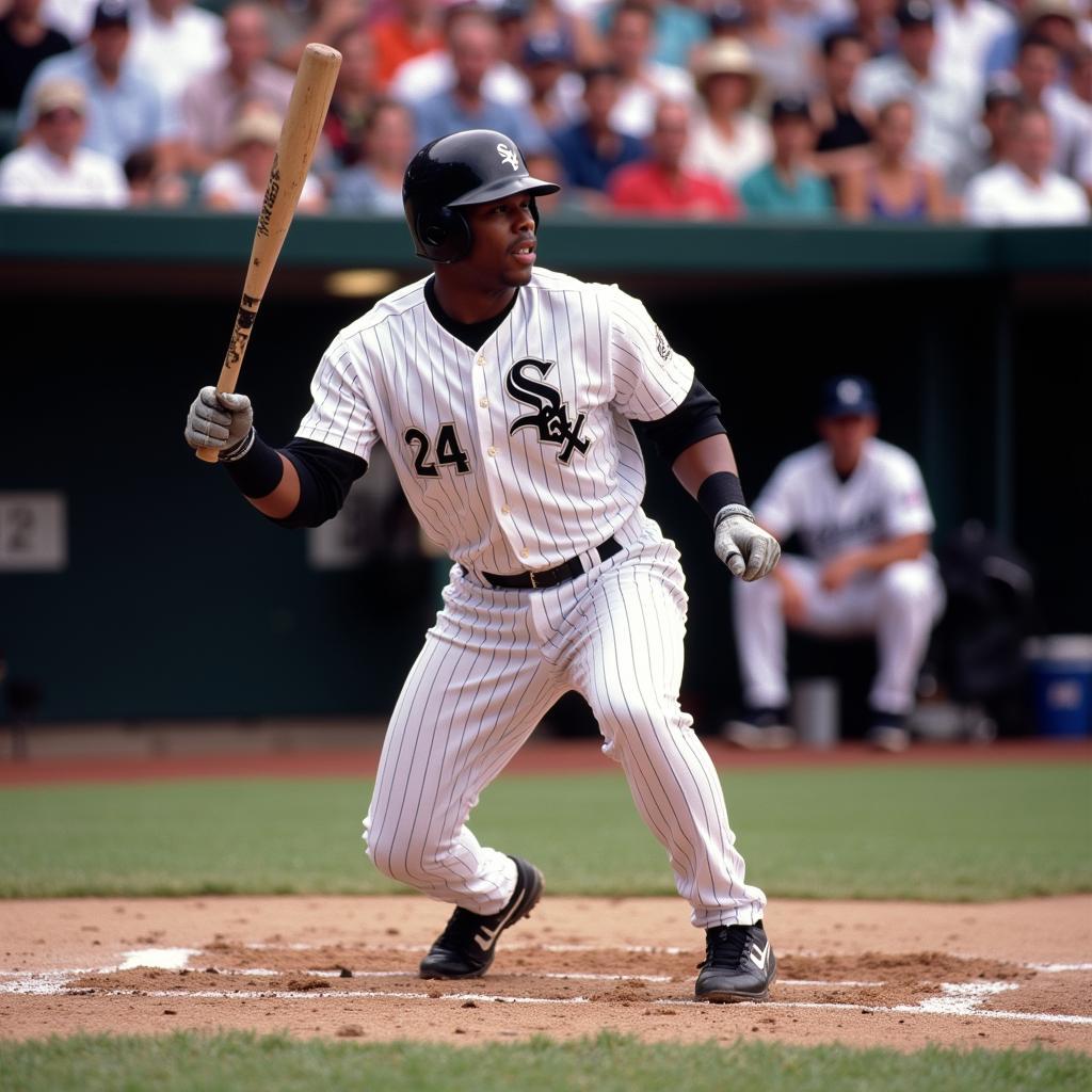 Ken Griffey Jr. taking a swing in his White Sox uniform