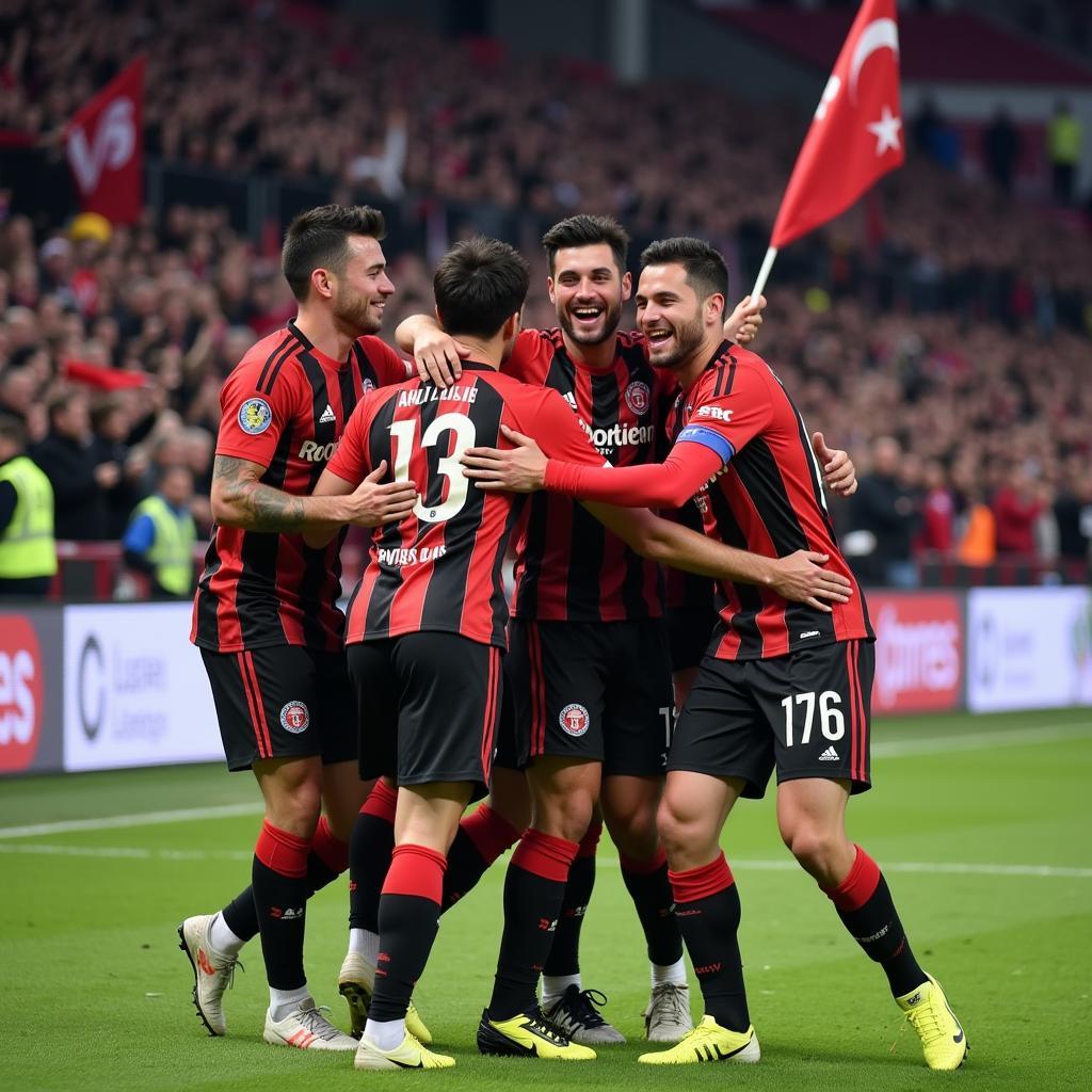 Kenny Rogers celebrating a goal with teammates