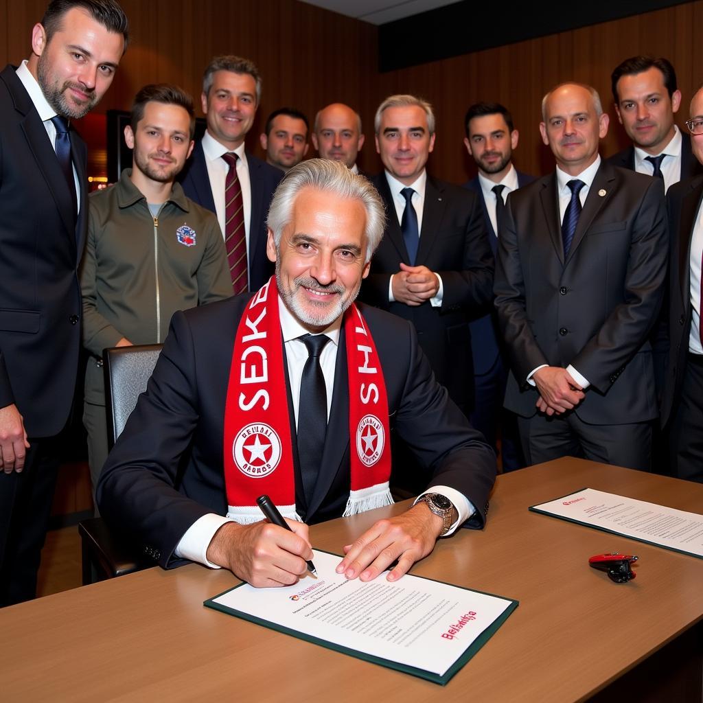 Kenny Rogers signing his contract with Beşiktaş