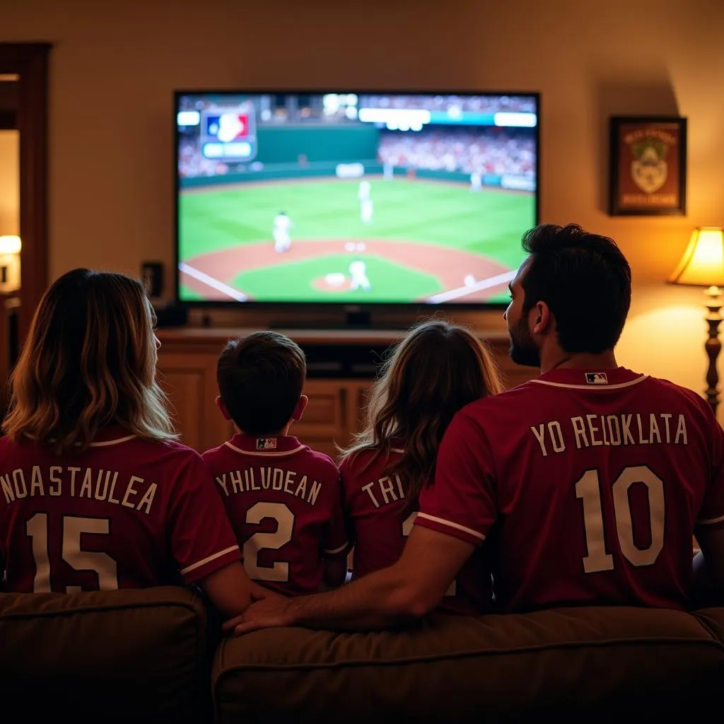  A family in Kentucky enjoys watching their favorite MLB team play on TV