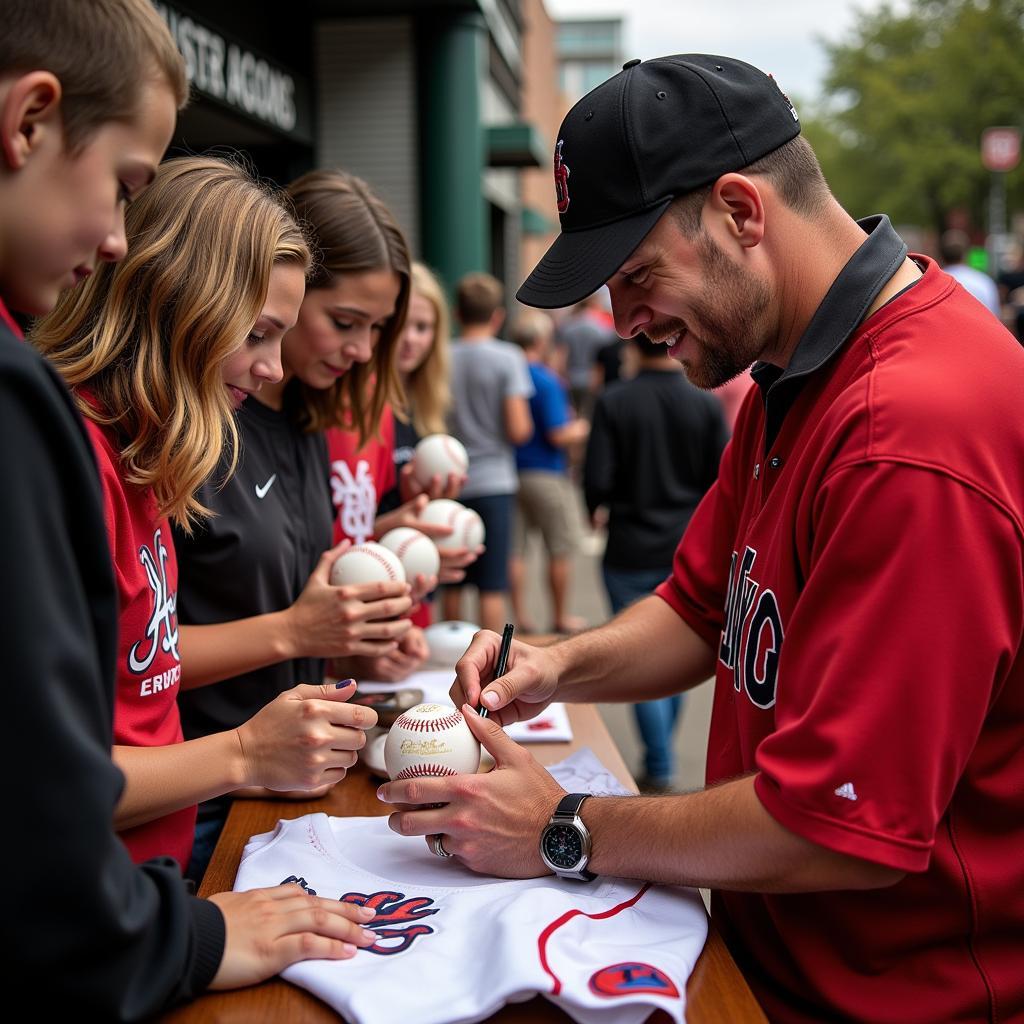 Kerry Wood signing autographs for fans