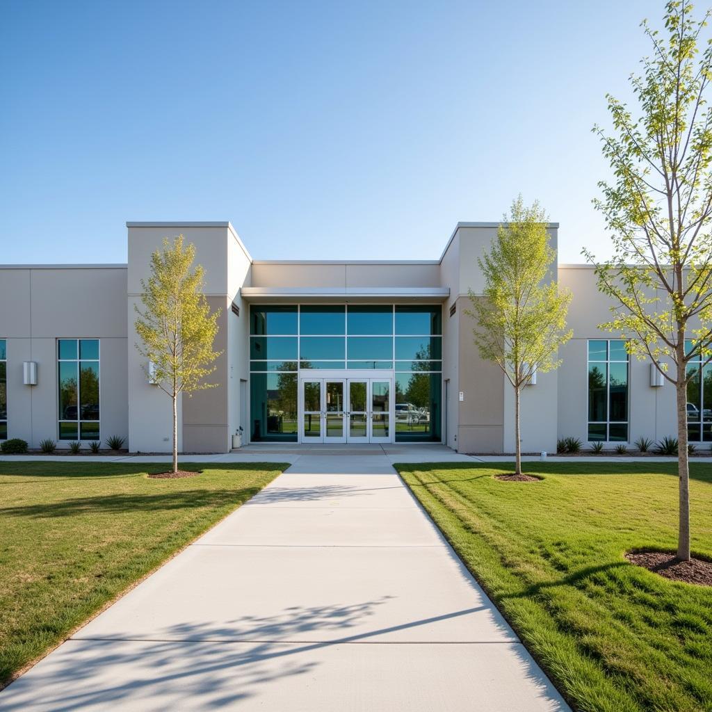 Modern facade of the Kersey Community Center