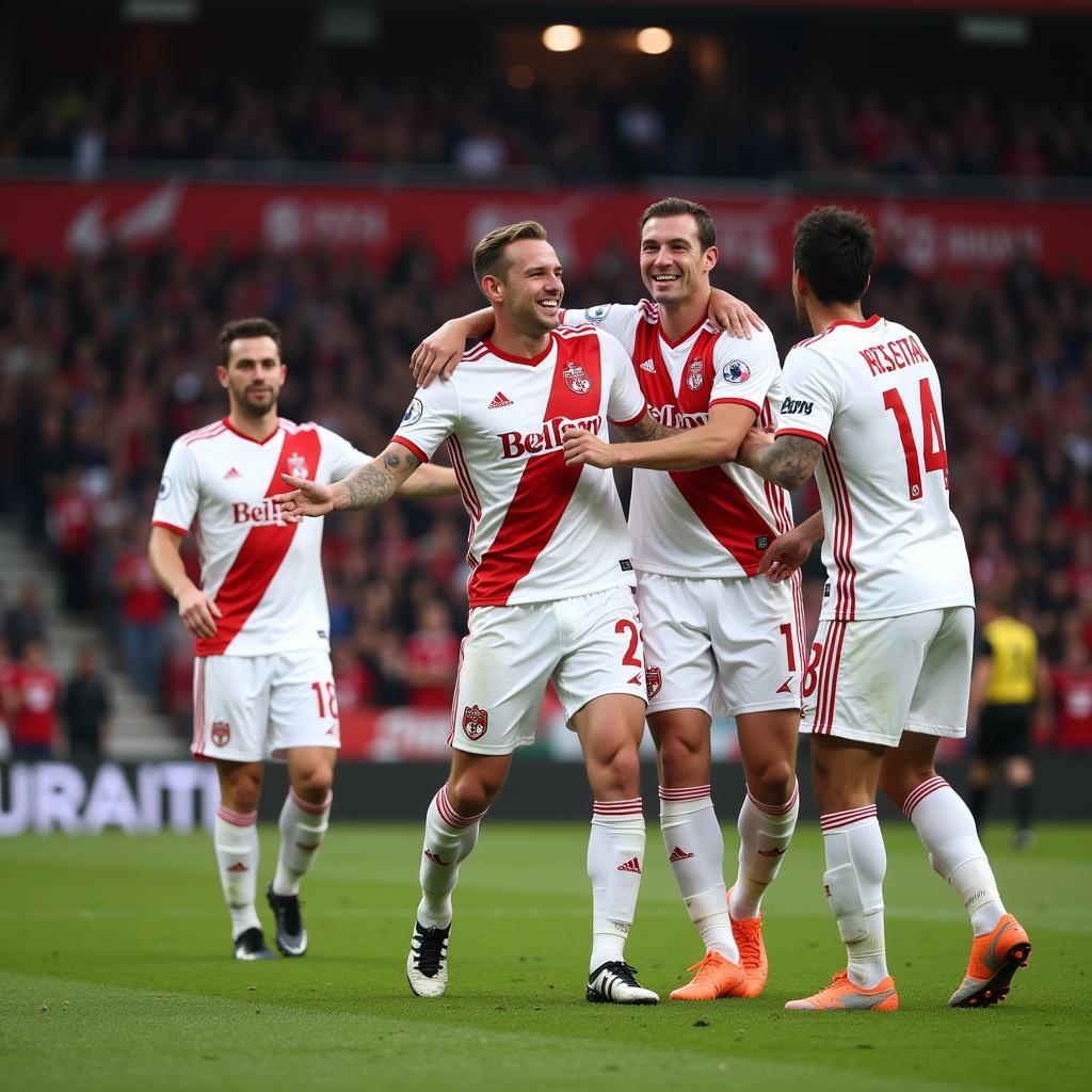 Kevin Slaten celebrating a goal with Beşiktaş teammates